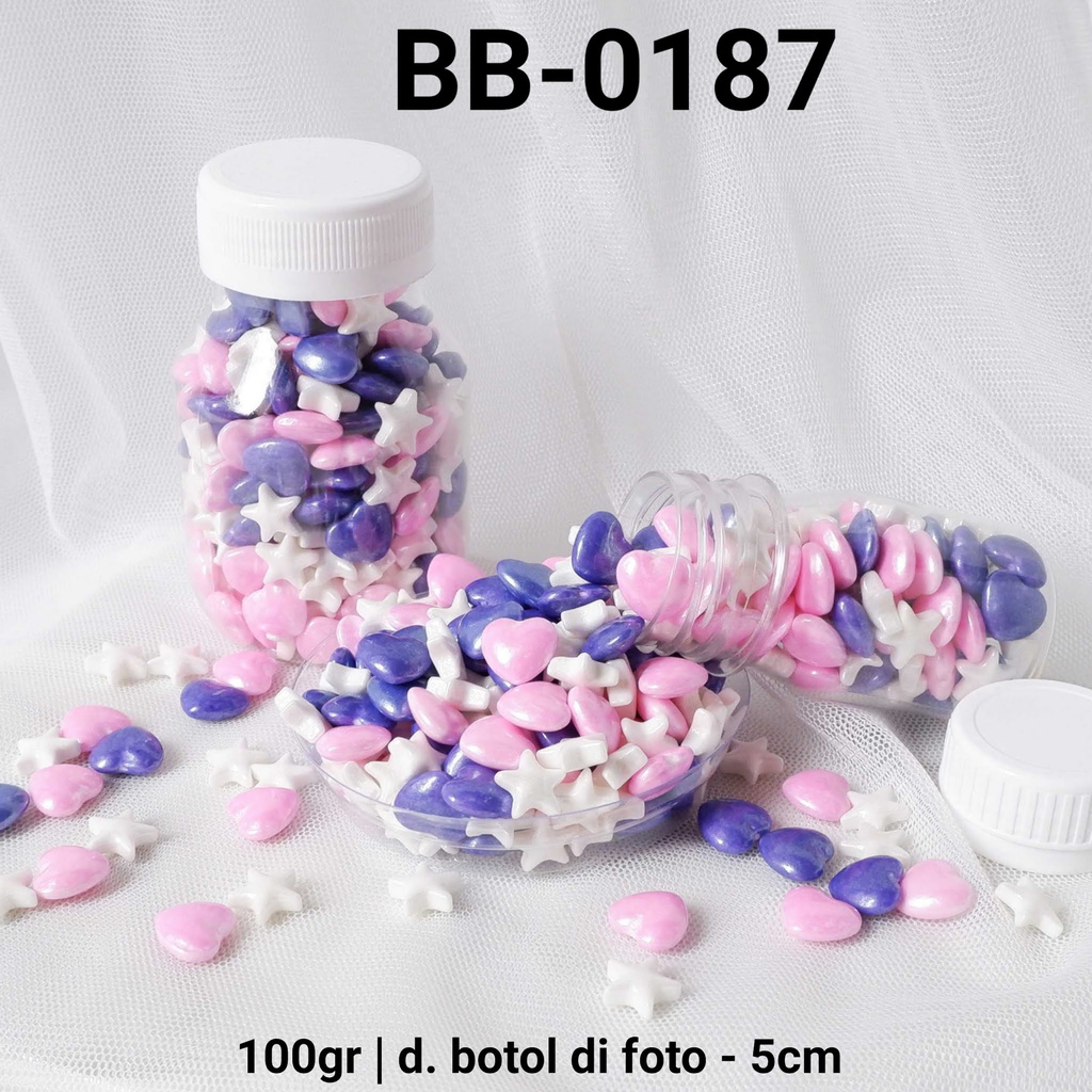 

BB-0187 Sprinkles sprinkle springkel 100gr hati bintang ungu pink yamama baking grosir murah sprinkles cake dekorasi mutiara trimit decoration story sprinklestory sprinklesstory sprinkle story yamama baking
