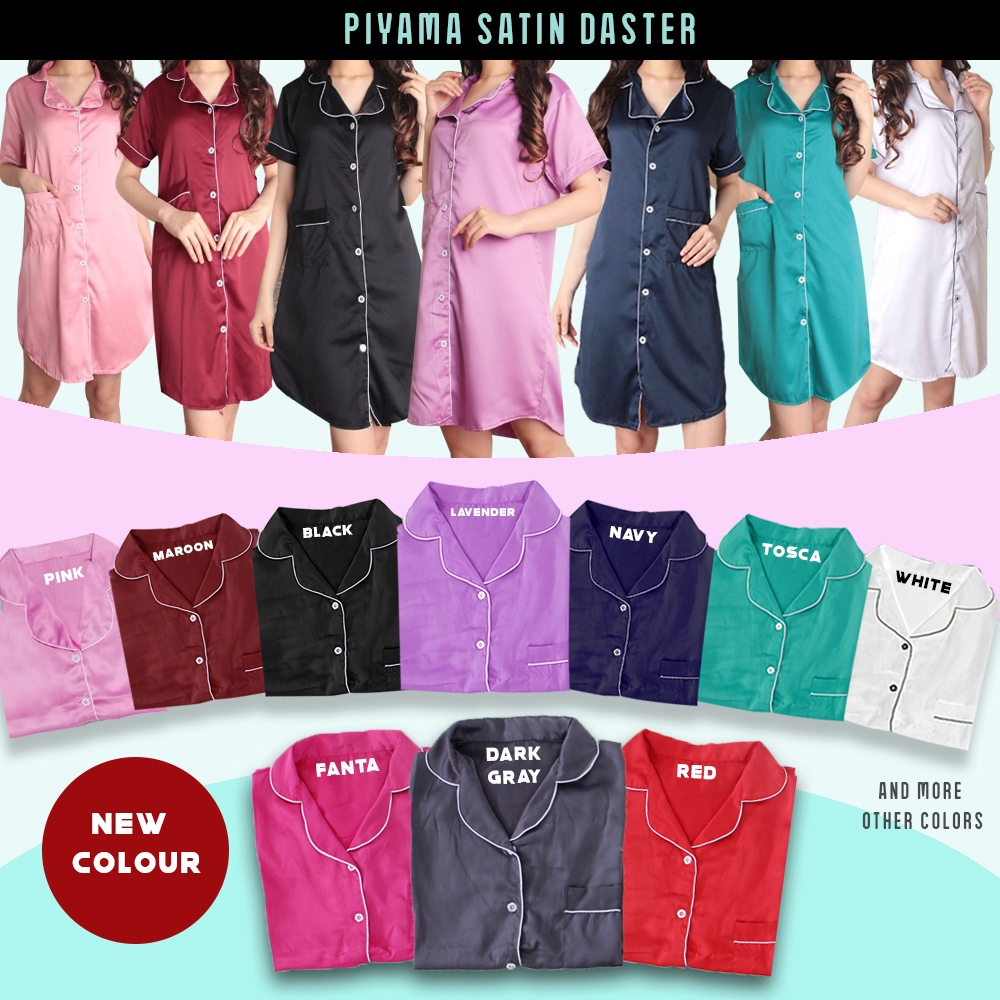 Best Seller Baju  tidur  DASTER Wanita Lengan  Pendek  Satin  