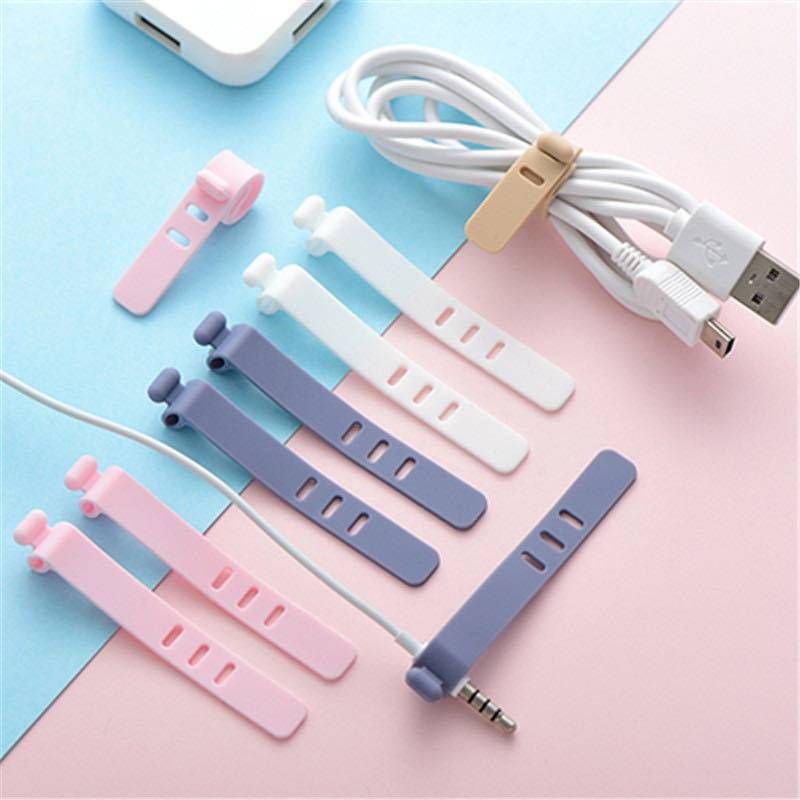 Pengikat Kabel Charger 1 Pcs Silicon H406 Kabel Organizer Cable Clip Cord Holder ACC