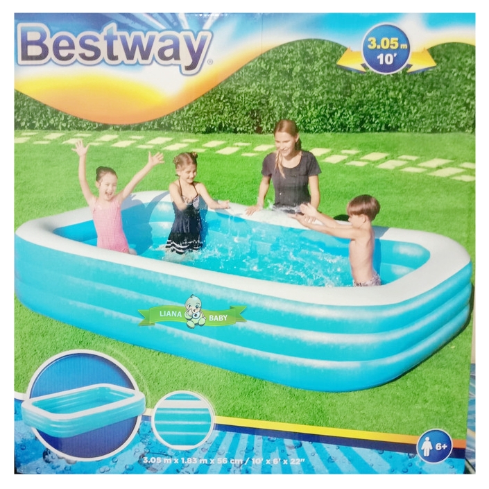 SWIM55 KOLAM BESTWAY RECTAGULAR UKURAN JUMBO 305 X 183 X 56 CM KODE 54009