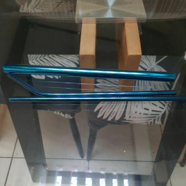 Sedotan Stainless Steel / Sedotan Lurus & Melengkung + Sikat Sedotan - Rose Gold