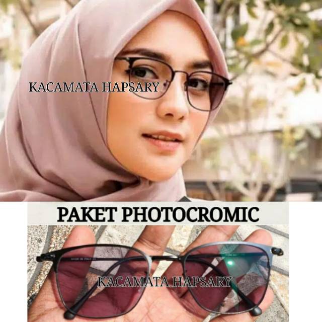 PAKET FRAME + LENSA PHOTOCROMIC | KACAMATA MINUS | KACA MATA ANTI RADIASI | KACAMATA WANITA 1968