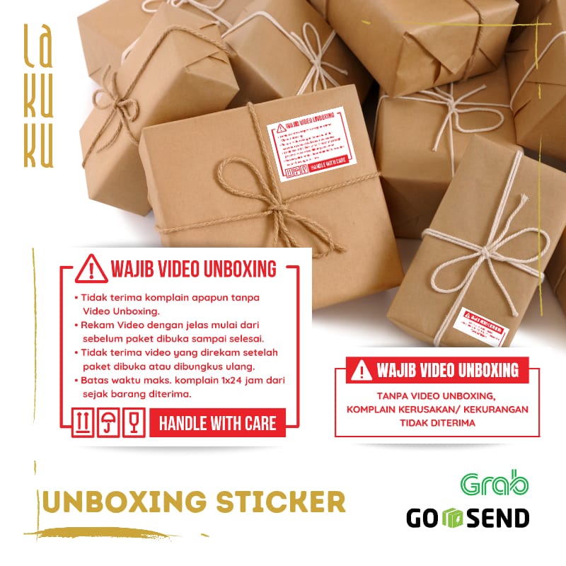 Lakuku - Sticker Peringatan Unboxing Paket untuk kebutuhan penjual seller online shop