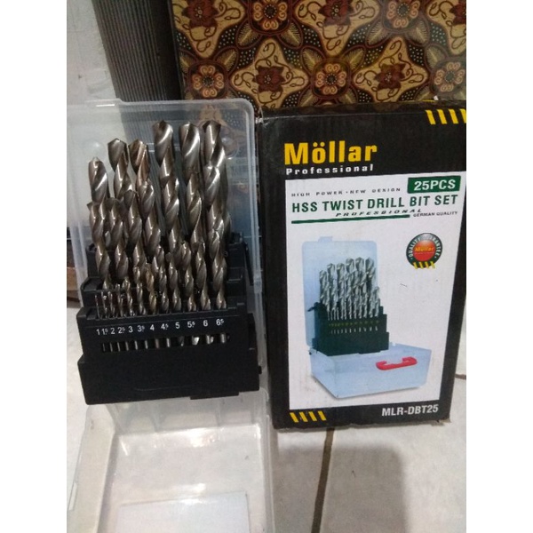 mata bor besi set 25 pcs 1-13 mm drill set mollar