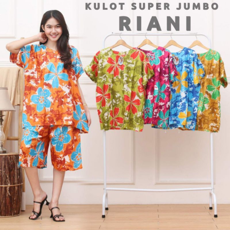 SETELAN CELANA PENDEK KULOT SUPER JUMBO LD 120-130 DADA KANCING BUSUI BAHAN RAYON SUPER BERKUALITAS.