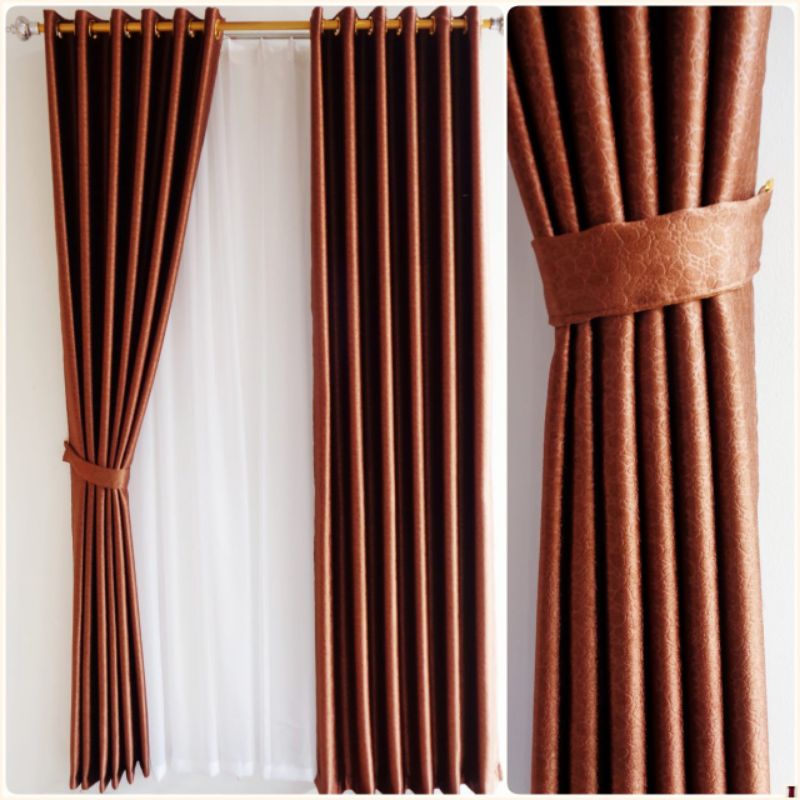 Gorden polos coklat/Gorden jendela kamar/Gorden jendela/Gorden blackout import/Gorden jendela minima