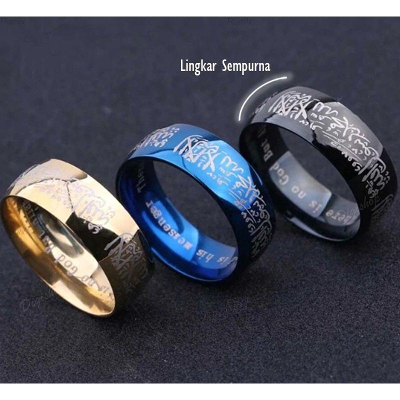 CINCIN TITANIUM MODEL KALIGRAFI LAFAZ TAUHID PRIA WANITA STAINLEES STEEL BAJA TERBARU