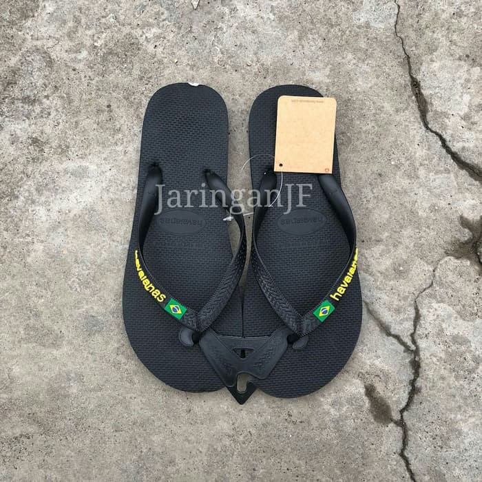 Sandal Pria Sendal Jepit Havaianas Brazil Premium - Hitam, 41-42