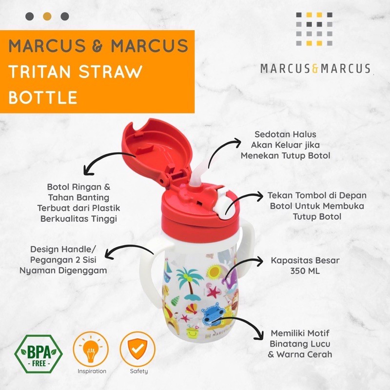 Marcus &amp; Marcus Tritan Straw Bottle/Botol minum anak