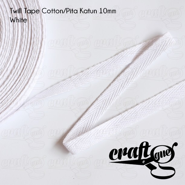 Twill Tape Cotton/Pita Katun/Tali Tas Katun Tipis 10mm (ROLL)