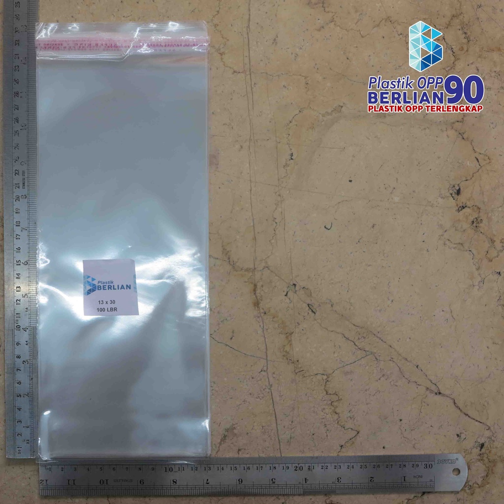 Plastik 13x30 cm Plastik Opp Seal Plastik Opp Lem PLastik Opp Bening Tebal 20 Micron