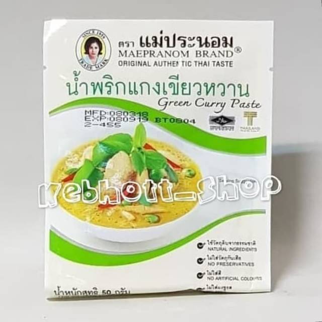 

Maepranom Brand Green Curry Paste Sauce 50gr | Mae Pranom Saus Kari Hijau