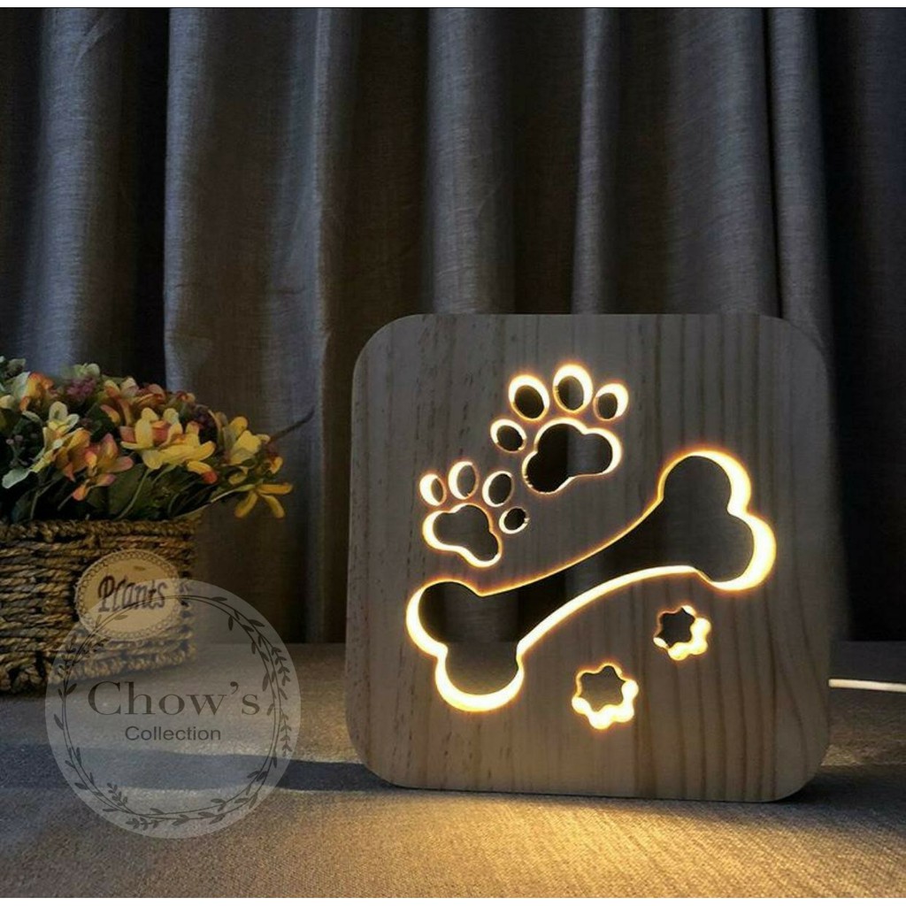 Lampu Hias 3D LED Kayu / Lampu Tidur Karakter Lucu / Wooden Lamp 3D / Lampu Meja / Desk / LED Lamp