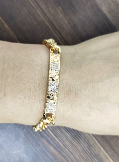 Fifi Fashion Gelang Tangan Plat Sisik Naga Lapis Emas