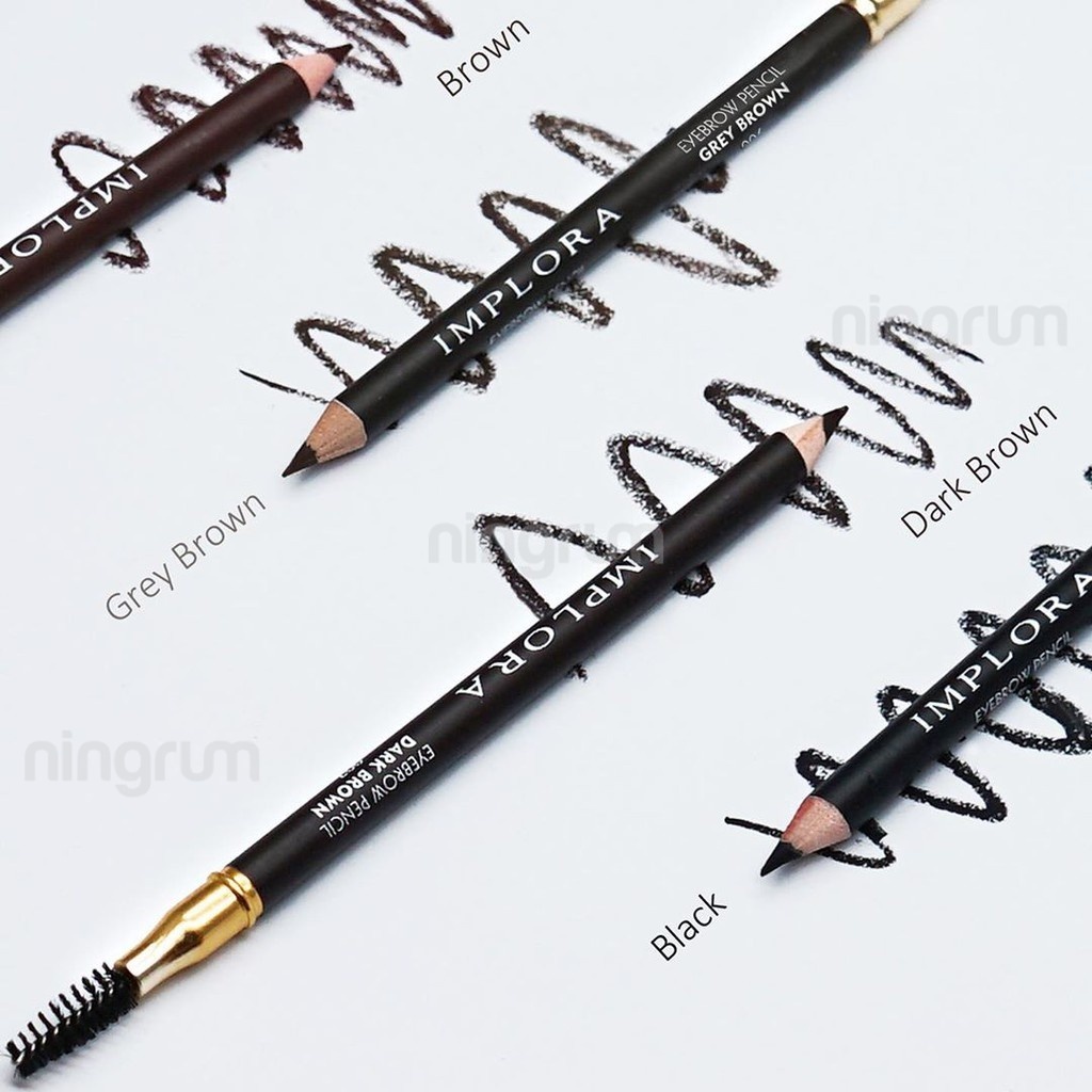 Ningrum implora eyebrow pencil pensil alis | hitam cokelat implora eye brow pencil 2in1 100% Ori - 5104