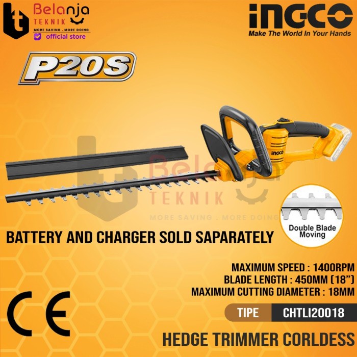 Ingco Hedge Trimmer Cordless CHTLI20018 Potong Dahan Tanaman Unit Only