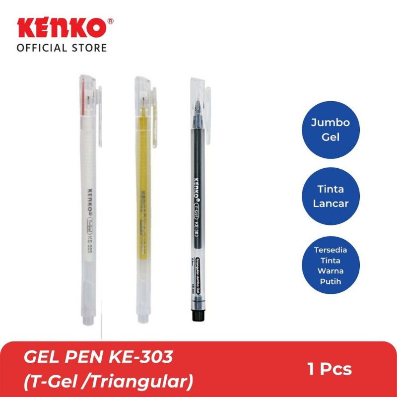 

BULPEN GEL TINTA PUTIH EMAS KENKO T-GEL KE-303 PULPEN PUTIH PULPEN EMAS