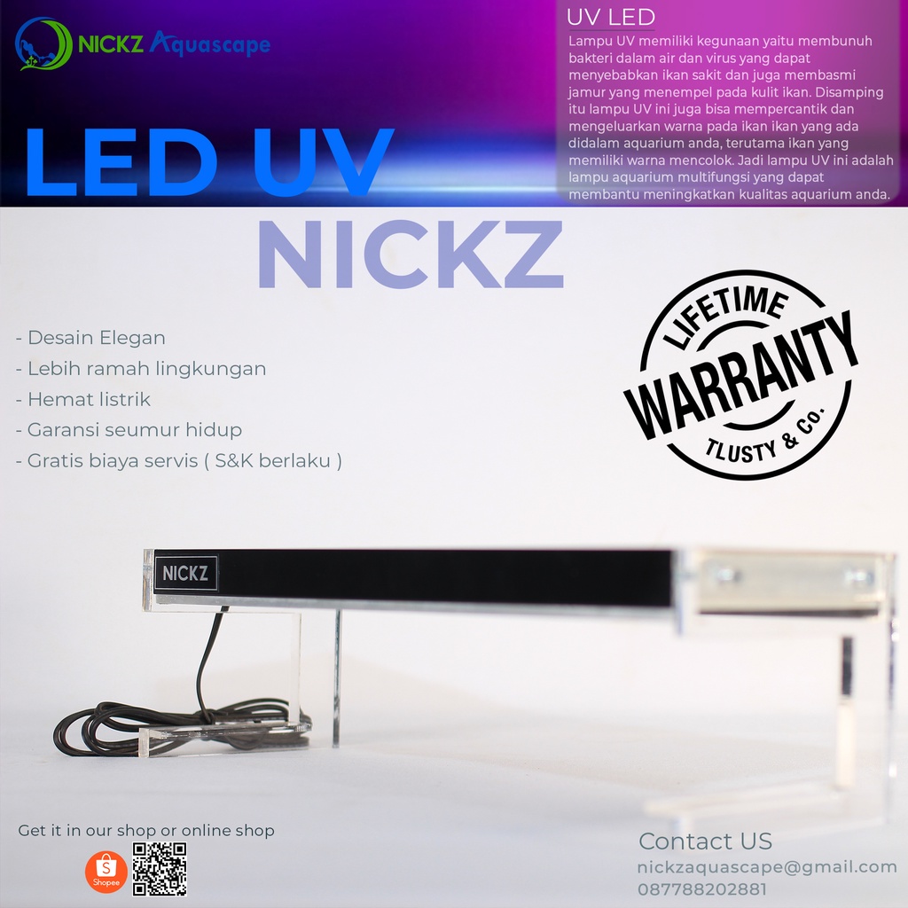 Lampu UV aquarium 50 cm / LED custom aquarium