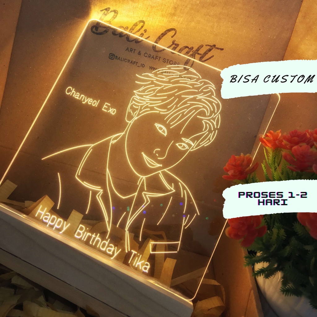 LAMPU LED ACRYLIC EXO LAMPU TIDUR/ KADO EXO / MOOD LIGHT ACRYLIC EXO / HIASAN MEJA EXO / LED AKRILIK