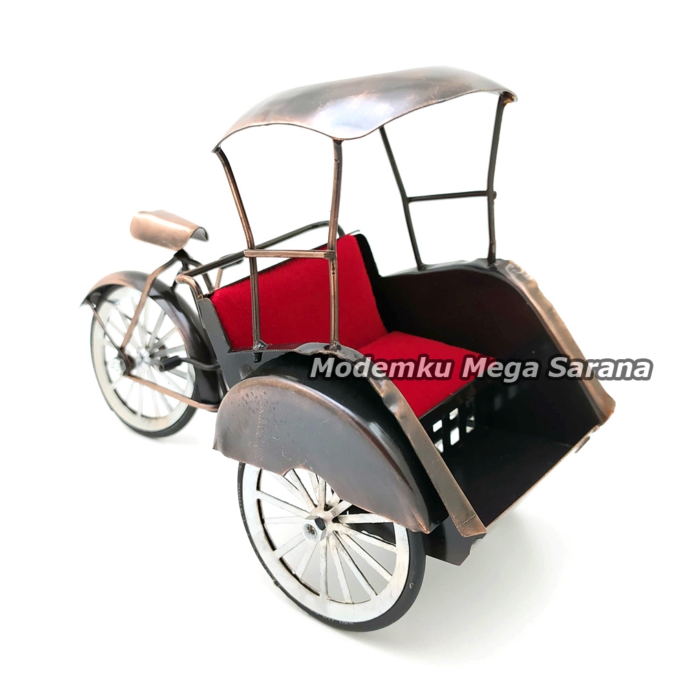 Miniatur Diecast Becak Kawat Logam Ukuran Mini 18x7x12 cm