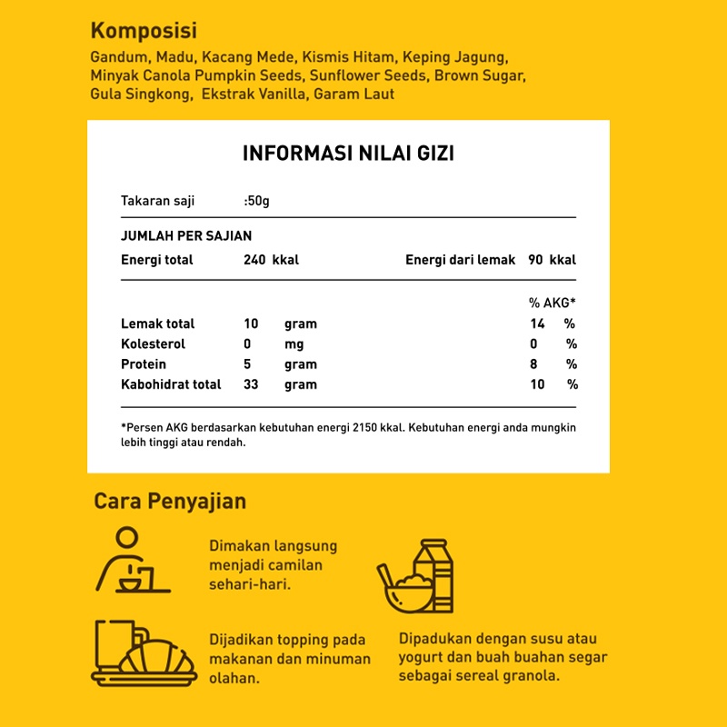 Badhemriki_ Get And Go Granola Honey 1 Kg - Granola Madu Granola 1 Kg Honey Granola Sereal Granola