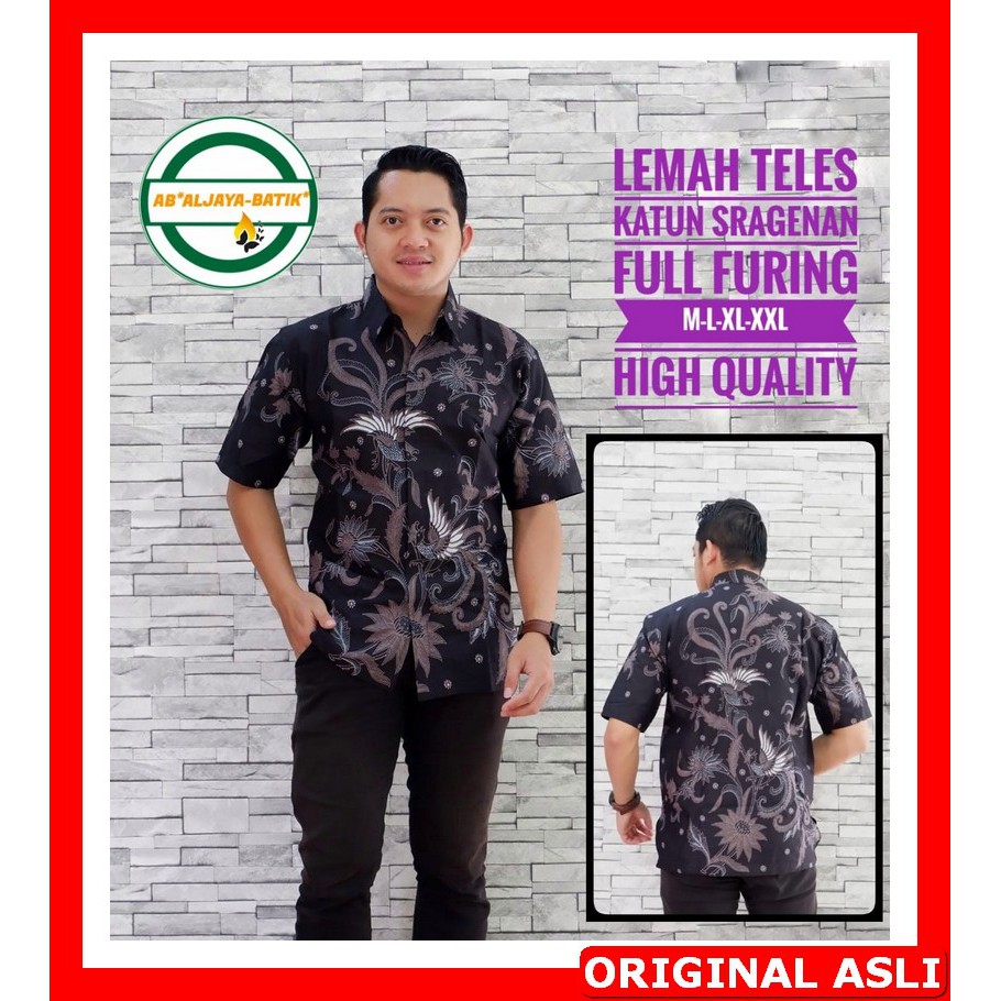 PROMO BATIK PREMIUM MODERN KEMEJA BATIK SOLO Lengan Pendek Lapis Furing Aljaya Lemah Teles Parang Ce