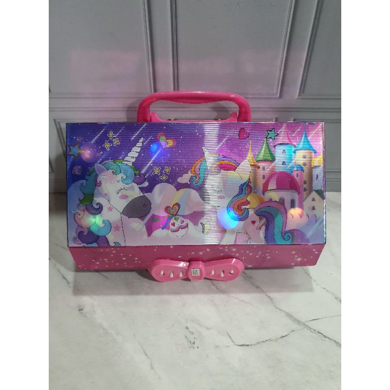 kotak pensil KODE password ada LAMPU/pencil case/KODE LED-UNICORN kodeLED