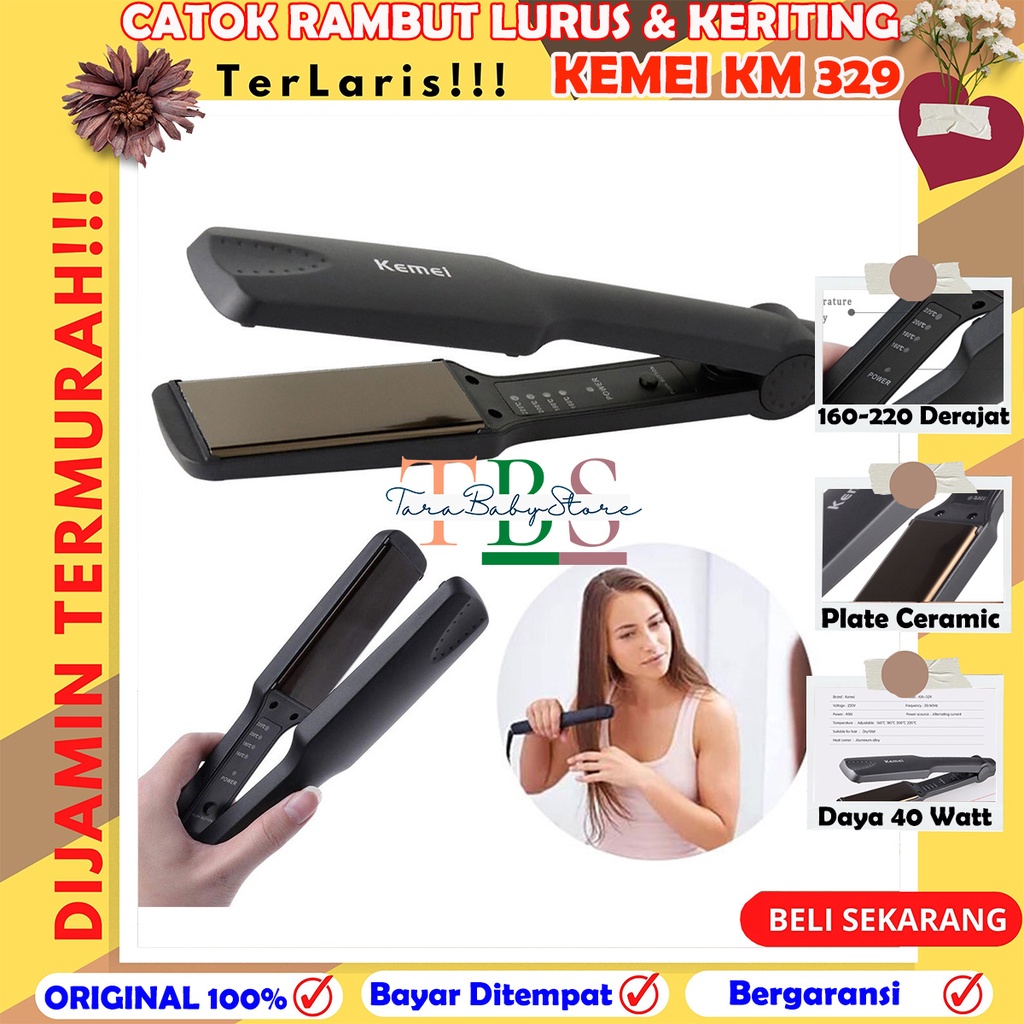 kemei alat catok/catokan rambut/catok kemei 2 in 1 bisa lurus dan keriting-ORIGINAL