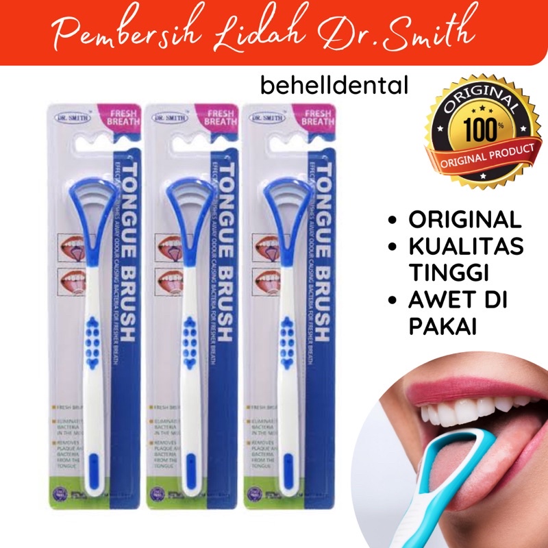 BEHELLDENTAL - TONGUE CLEANER ORIGINAL DR.SMITH - Pembersih Sikat Cleaning Clean Cleaner Lidah Asli Dr Smith - Sikat Brush Lidah - Bagus Untuk Pengguna Ortho Dental Behel - Penghilang kotoran Mirip qoral