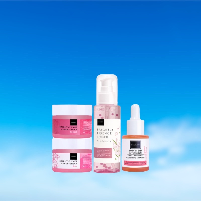 (BISA COD) [Buy 1 Get gift] SCARLETT WHITENING BRIGHTLY FACIAL CARE PACKAGE