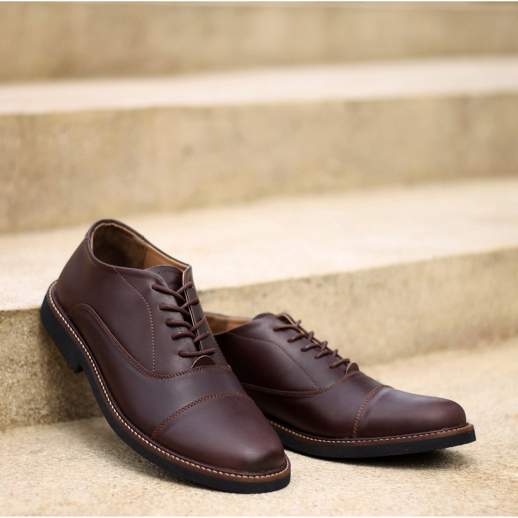 OXFORD BROWN - Pantofel Pria Kulit Asli Formal Kasual Sepatu Pantofel Kerja Pria - Pantopel