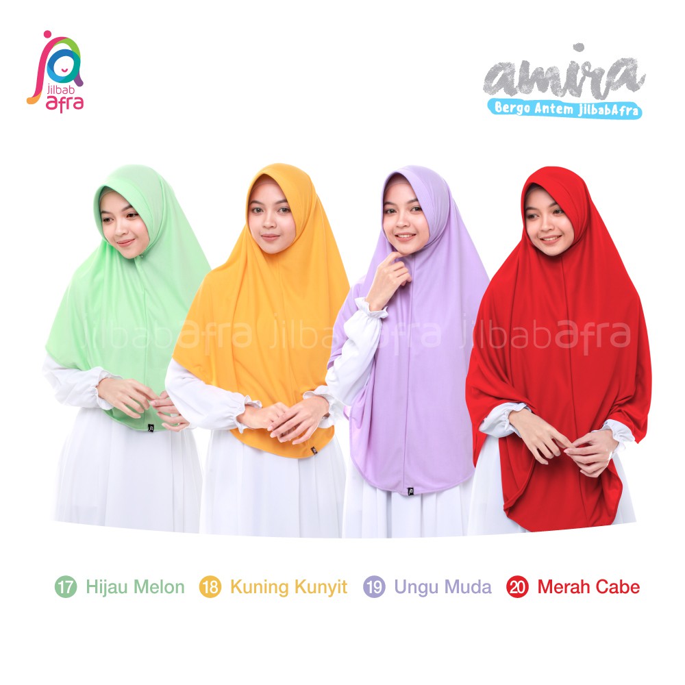 Jilbab Amira - Bergo Pet Antem - Jilbab Afra - Hijab Instan Bahan Kaos, Adem, Lembut & Nyaman