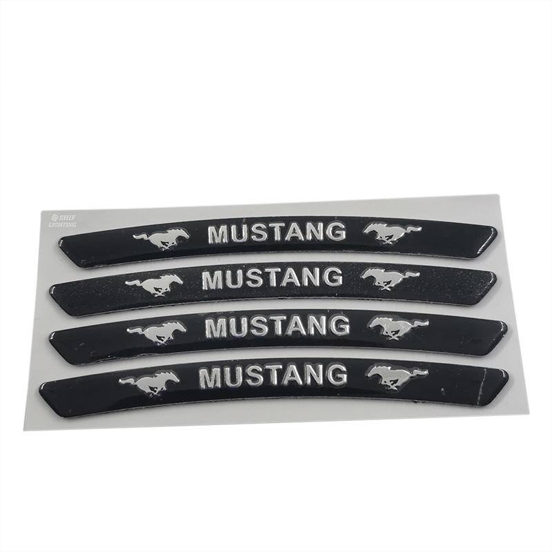 4 x Aluminum MUSTANG Letter Logo Car Auto Wheel Tire Decorative Emblem Badge Sticker Decal FORD MUSTANG