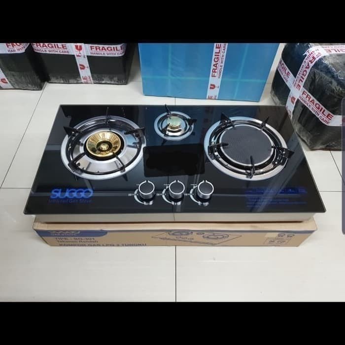 Kompor Gas 3 Tungku Kaca Suggo SG-301