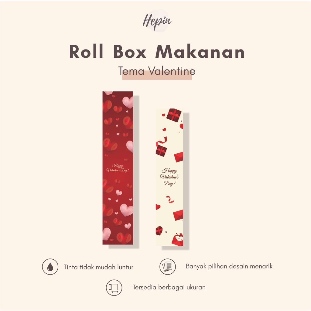 

roll box tema VALENTINE/murah/label produk