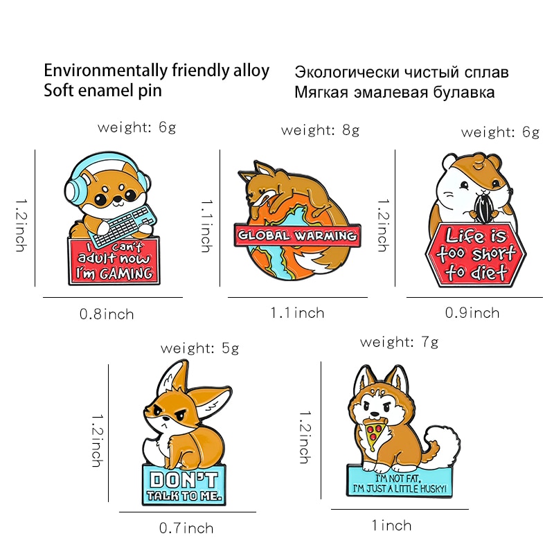 Bros Pin Enamel Desain Hewan Hamster Shiba Inu Warna Oranye Untuk Anak