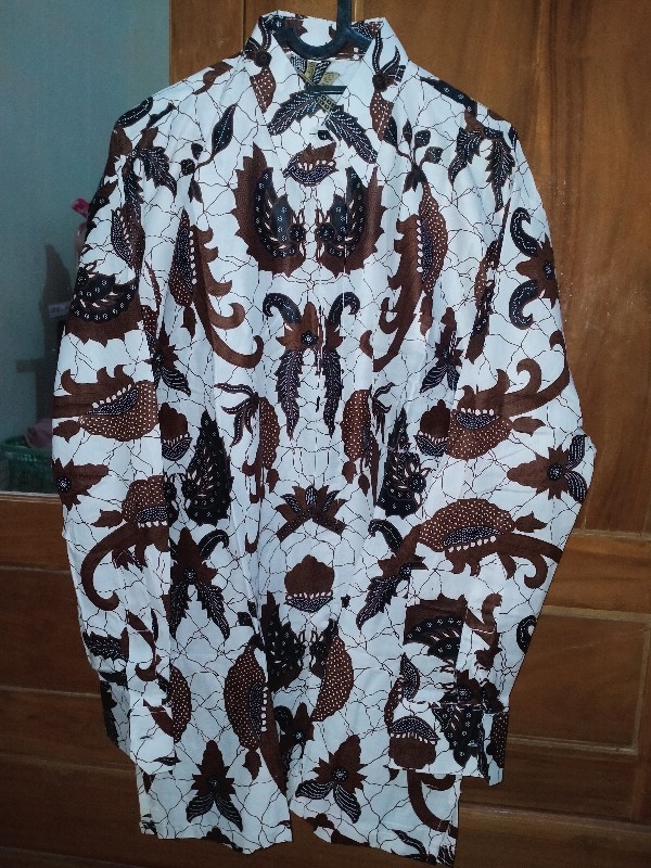 Kemeja Batik Pria Lengan Panjang Size M L Xl Xxl  Bswart Batik Hrb026 Kenongo Hem Panjang Padi