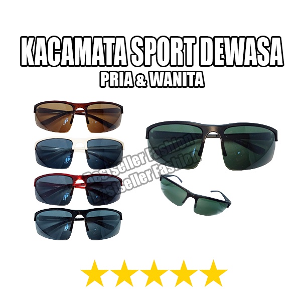 Kacamata Hitam Sporty Model Wraparounds Outdoor Anti UV Kaca Mata Gaya Untuk Pria dan Wanita Olahraga Unisex Keren