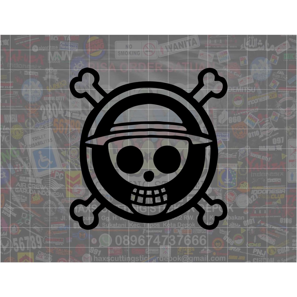 Cutting Sticker  One Piece Logo Anime Kartun Jepang Ukuran 8 Cm Untuk Mobil dan Motor