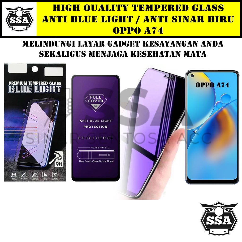 Tempered Glass Oppo A74 Anti Blue Light Anti Sinar Biru a74 a 74 Ori Original Hp Pelindung Layar Temper Anti Lecet Gores TG Murah Berkualitas