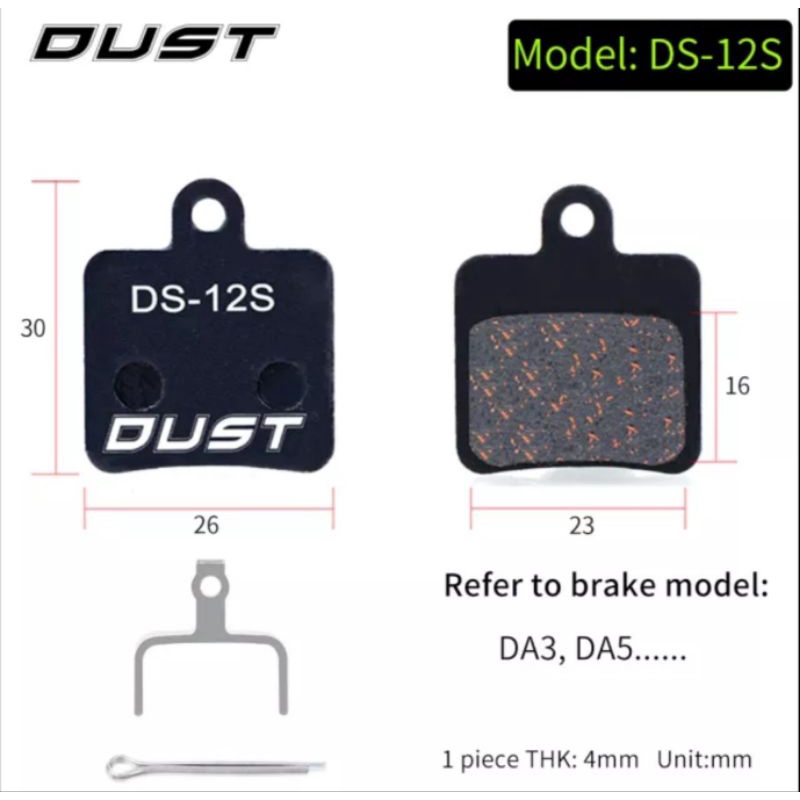 Dust DS-12S Kampas Rem For Hope Race X2 Tech X2 Mini Giant Twins DA3 DA5 Brake Pad Sepeda