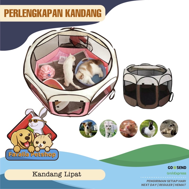 Kandang Anjing Kucing Tenda Portabel Lipat Besar Segi 8 Delapan Travel Tent Cat Dog S M L