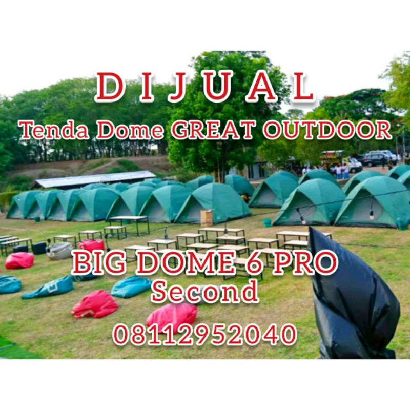 Tenda Big Dome 6 pro tenda Great Outdoor Bigdome 6 pro hijau SECOND kapasitas 6-8 Orang