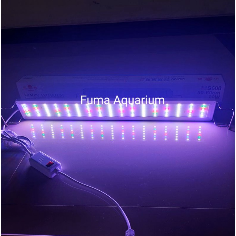 Lampu Led gantung Aquarium 6 baris YAMANO Seri S-600  super terang Akuarium Aquascape 22watt 60cm Nyala WRGB