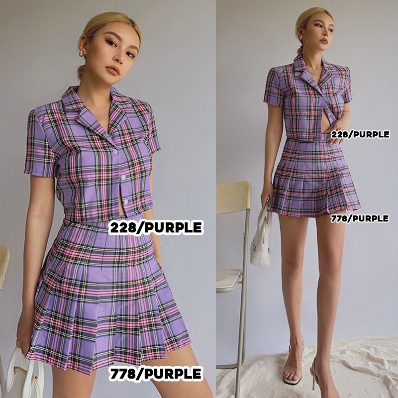 KARAKOREA 778 Tartan Skirt/Korean Pleated Skirt/Rok Mini Wanita/Rok Lipit Lisa