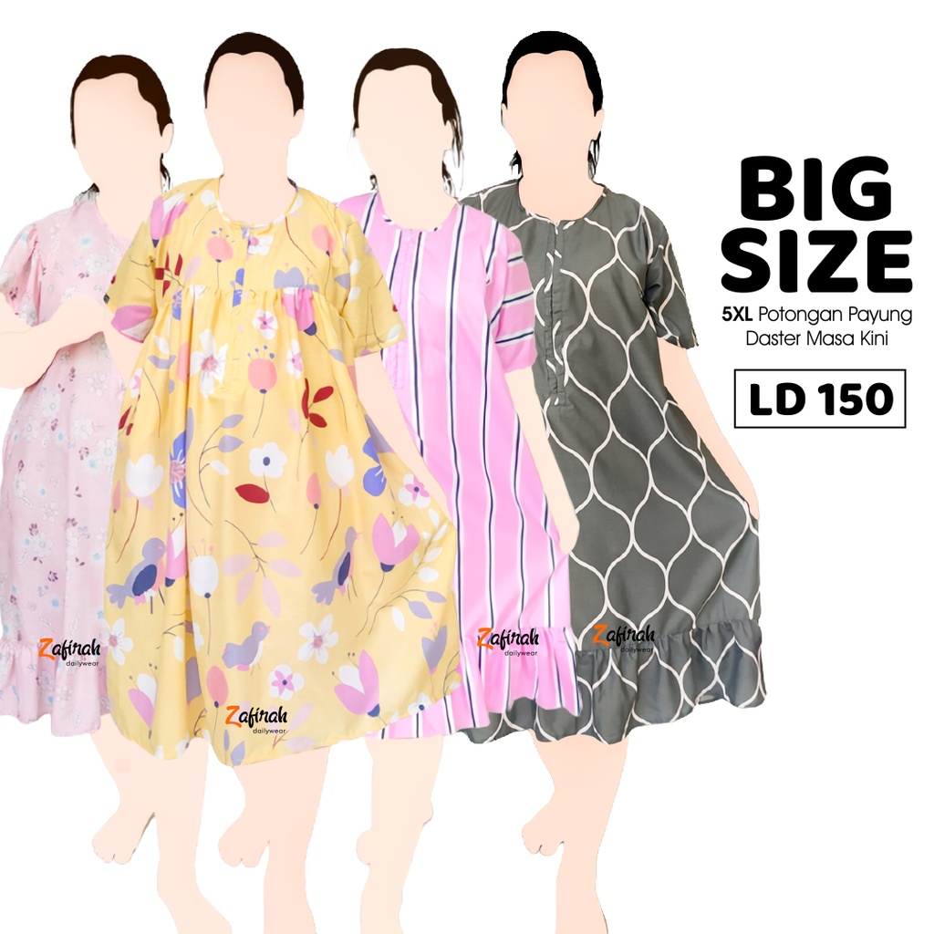 Daster LD 150 Plus Size Extra Payung Jumbo Busui Menyusui Ibu Hamil Bumil Katun