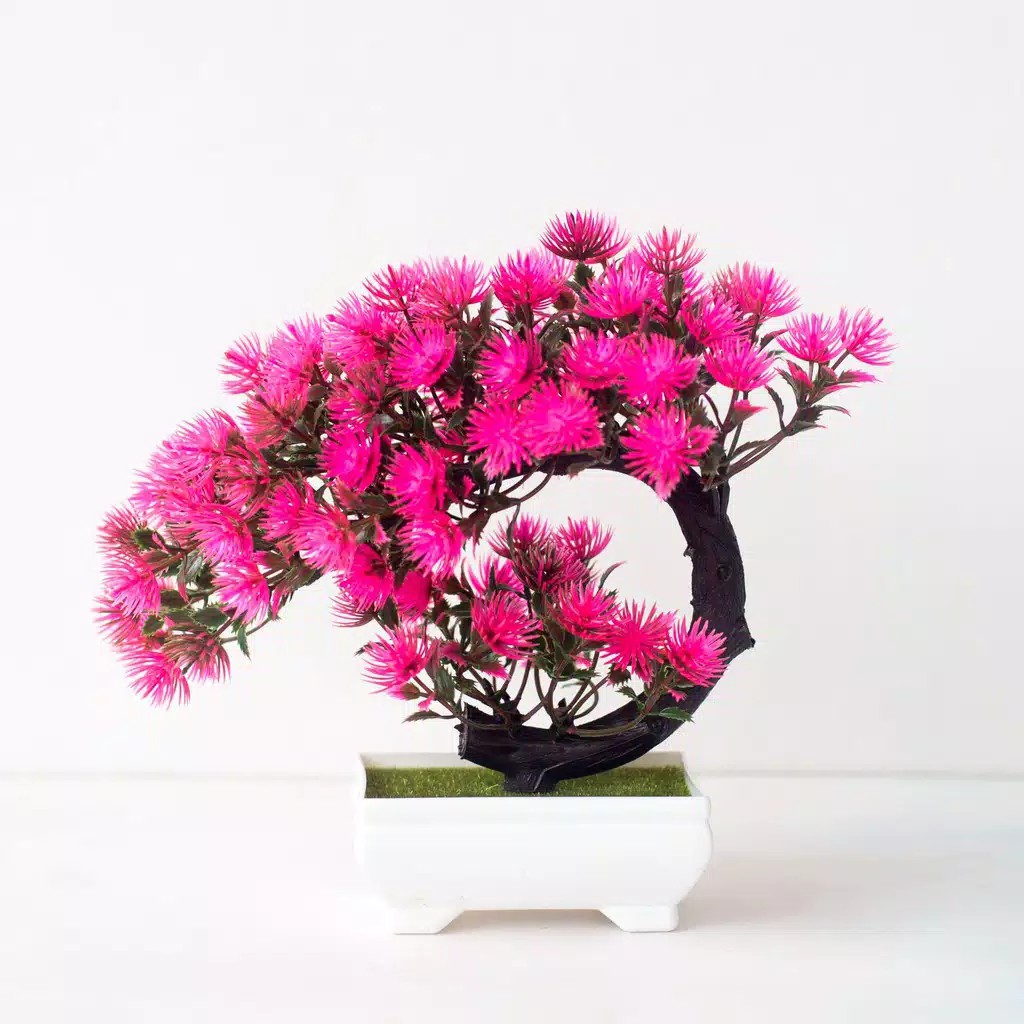 NM571 Bunga Plastik / Pajangan Bunga Artifisial / Vas Petak-Pink