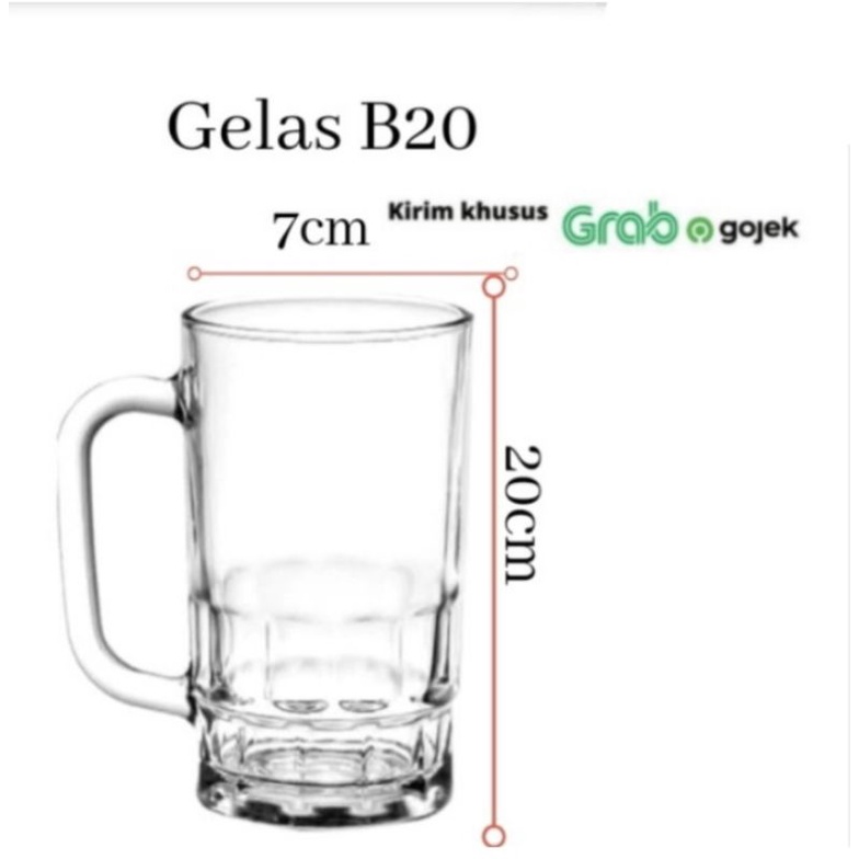 Gelas Gagang B20 Gelas Es Teh Gelas Kopi Gelas Kaca 1/2 Lusin