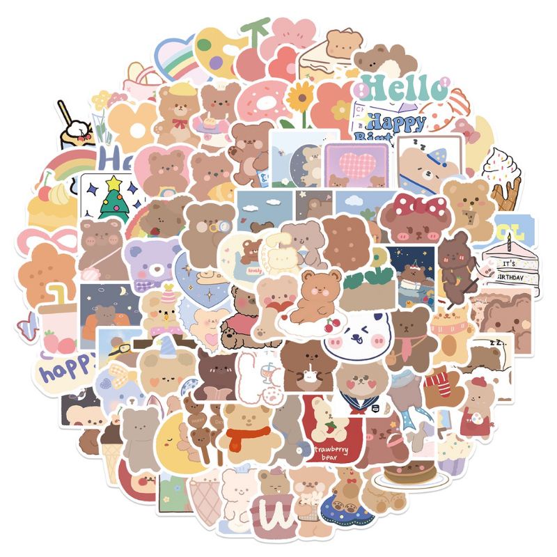 

[ , ] 3pcs Stiker Graffiti Kartun Beruang Lucu Anti Air Untuk Dekorasi Laptop, Phone dll.