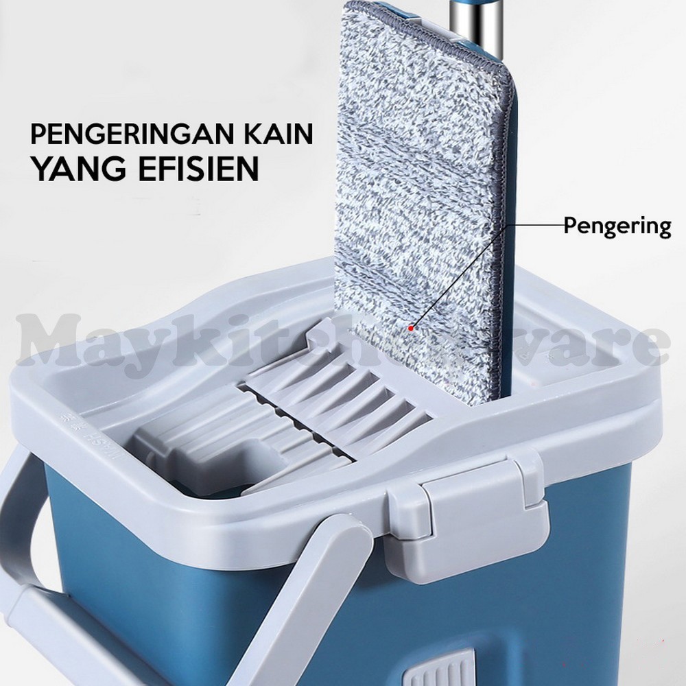 May Mop Deluxe Alat Pel Pembersih Lantai Kotak Ember Praktis Tebal Tongkat Ultra Magic Super Maxima